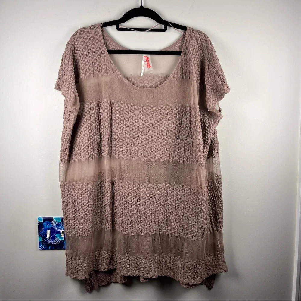Free People Moonlight Breeze Lace Mesh Sheer Tunic Dusty Mauve Top Small